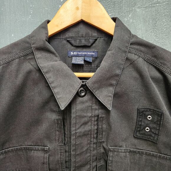 5:11 Tactical Long Sleeve Button Up Workwear Outdoor Shirt Large Padded Elbow - Picture 2 of 11